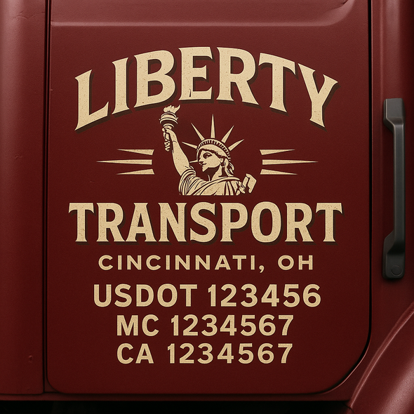 Custom Designed USDOT (DOT) Truck Door Lettering Decal Signs | Graphic Designed USDOT Lettering For Semi-Trucks, Work Trucks & Box Trucks | Add Your Trucking Name, USDOT, MC, CA, KYU, GVW & VIN (2-Pack)