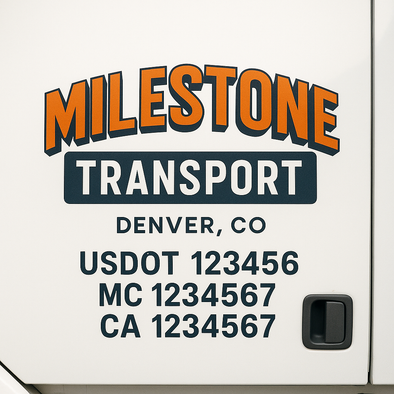 Custom Designed USDOT (DOT) Truck Door Lettering Decal Signs | Graphic Designed USDOT Lettering For Semi-Trucks, Work Trucks & Box Trucks | Add Your Trucking Name, USDOT, MC, CA, KYU, GVW & VIN (2-Pack)