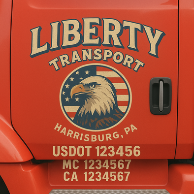 Custom Designed USDOT (DOT) Truck Door Lettering Decal Signs | Graphic Designed USDOT Lettering For Semi-Trucks, Work Trucks & Box Trucks | Add Your Trucking Name, USDOT, MC, CA, KYU, GVW & VIN (2-Pack)
