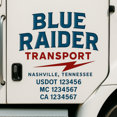 Custom Designed USDOT (DOT) Truck Door Lettering Decal Signs | Graphic Designed USDOT Lettering For Semi-Trucks, Work Trucks & Box Trucks | Add Your Trucking Name, USDOT, MC, CA, KYU, GVW & VIN (2-Pack)