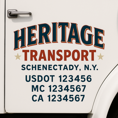 Custom Designed USDOT (DOT) Truck Door Lettering Decal Signs | Graphic Designed USDOT Lettering For Semi-Trucks, Work Trucks & Box Trucks | Add Your Trucking Name, USDOT, MC, CA, KYU, GVW & VIN (2-Pack)