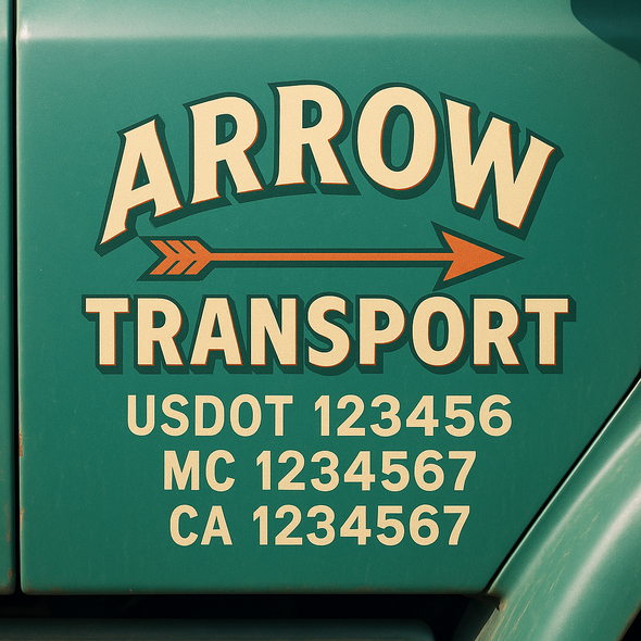 Custom Designed USDOT (DOT) Truck Door Lettering Decal Signs | Graphic Designed USDOT Lettering For Semi-Trucks, Work Trucks & Box Trucks | Add Your Trucking Name, USDOT, MC, CA, KYU, GVW & VIN (2-Pack)