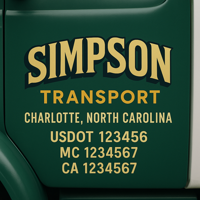 Custom Designed USDOT (DOT) Truck Door Lettering Decal Signs | Graphic Designed USDOT Lettering For Semi-Trucks, Work Trucks & Box Trucks | Add Your Trucking Name, USDOT, MC, CA, KYU, GVW & VIN (2-Pack)