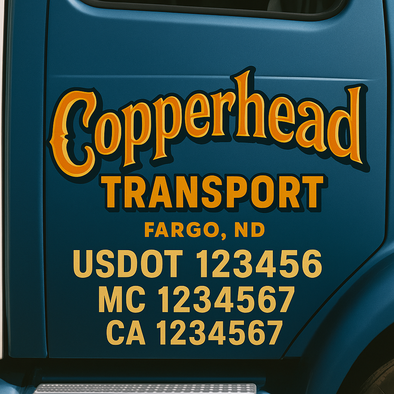 Custom Designed USDOT (DOT) Truck Door Lettering Decal Signs | Graphic Designed USDOT Lettering For Semi-Trucks, Work Trucks & Box Trucks | Add Your Trucking Name, USDOT, MC, CA, KYU, GVW & VIN (2-Pack)