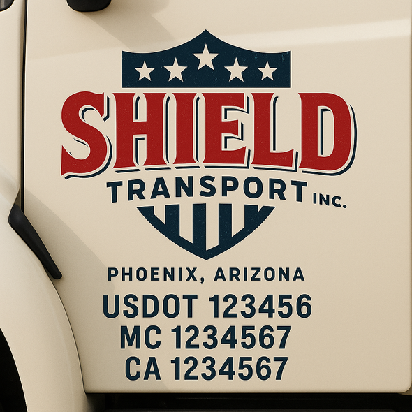 Custom Designed USDOT (DOT) Truck Door Lettering Decal Signs | Graphic Designed USDOT Lettering For Semi-Trucks, Work Trucks & Box Trucks | Add Your Trucking Name, USDOT, MC, CA, KYU, GVW & VIN (2-Pack)