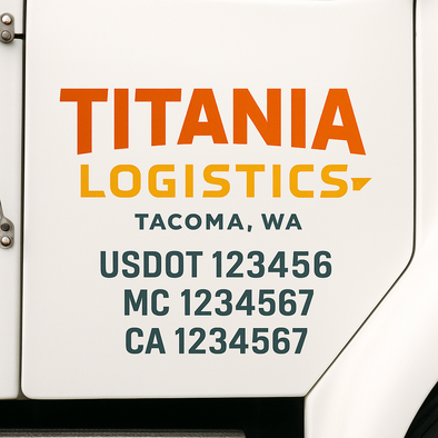 Custom Designed USDOT (DOT) Truck Door Lettering Decal Signs | Graphic Designed USDOT Lettering For Semi-Trucks, Work Trucks & Box Trucks | Add Your Trucking Name, USDOT, MC, CA, KYU, GVW & VIN (2-Pack)