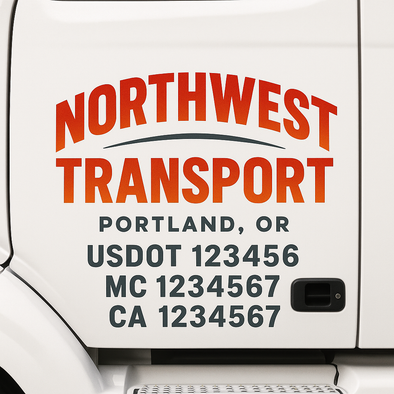 Custom Designed USDOT (DOT) Truck Door Lettering Decal Signs | Graphic Designed USDOT Lettering For Semi-Trucks, Work Trucks & Box Trucks | Add Your Trucking Name, USDOT, MC, CA, KYU, GVW & VIN (2-Pack)