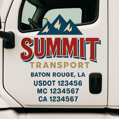 Custom Designed USDOT (DOT) Truck Door Lettering Decal Signs | Graphic Designed USDOT Lettering For Semi-Trucks, Work Trucks & Box Trucks | Add Your Trucking Name, USDOT, MC, CA, KYU, GVW & VIN (2-Pack)