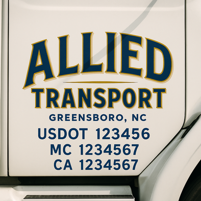 Custom Designed USDOT (DOT) Truck Door Lettering Decal Signs | Graphic Designed USDOT Lettering For Semi-Trucks, Work Trucks & Box Trucks | Add Your Trucking Name, USDOT, MC, CA, KYU, GVW & VIN (2-Pack)