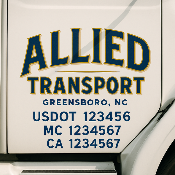 Custom Designed USDOT (DOT) Truck Door Lettering Decal Signs | Graphic Designed USDOT Lettering For Semi-Trucks, Work Trucks & Box Trucks | Add Your Trucking Name, USDOT, MC, CA, KYU, GVW & VIN (2-Pack)