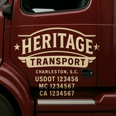 Custom Designed USDOT (DOT) Truck Door Lettering Decal Signs | Graphic Designed USDOT Lettering For Semi-Trucks, Work Trucks & Box Trucks | Add Your Trucking Name, USDOT, MC, CA, KYU, GVW & VIN (2-Pack)