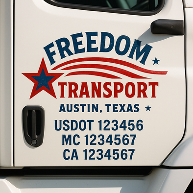 Custom Designed USDOT (DOT) Truck Door Lettering Decal Signs | Graphic Designed USDOT Lettering For Semi-Trucks, Work Trucks & Box Trucks | Add Your Trucking Name, USDOT, MC, CA, KYU, GVW & VIN (2-Pack)