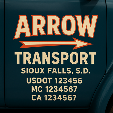 Custom Designed USDOT (DOT) Truck Door Lettering Decal Signs | Graphic Designed USDOT Lettering For Semi-Trucks, Work Trucks & Box Trucks | Add Your Trucking Name, USDOT, MC, CA, KYU, GVW & VIN (2-Pack)
