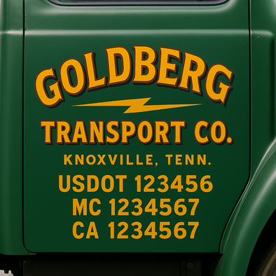 Custom Designed USDOT (DOT) Truck Door Lettering Decal Signs | Graphic Designed USDOT Lettering For Semi-Trucks, Work Trucks & Box Trucks | Add Your Trucking Name, USDOT, MC, CA, KYU, GVW & VIN (2-Pack)