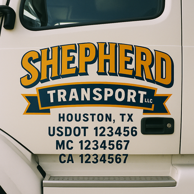 Custom Designed USDOT (DOT) Truck Door Lettering Decal Signs | Graphic Designed USDOT Lettering For Semi-Trucks, Work Trucks & Box Trucks | Add Your Trucking Name, USDOT, MC, CA, KYU, GVW & VIN (2-Pack)
