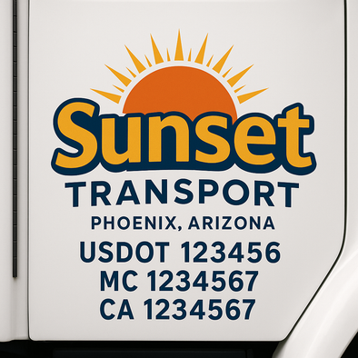 Custom Designed USDOT (DOT) Truck Door Lettering Decal Signs | Graphic Designed USDOT Lettering For Semi-Trucks, Work Trucks & Box Trucks | Add Your Trucking Name, USDOT, MC, CA, KYU, GVW & VIN (2-Pack)