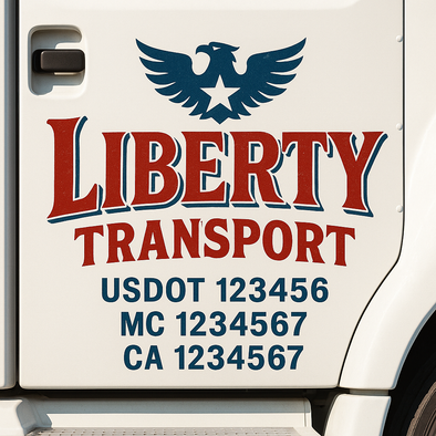 Custom Designed USDOT (DOT) Truck Door Lettering Decal Signs | Graphic Designed USDOT Lettering For Semi-Trucks, Work Trucks & Box Trucks | Add Your Trucking Name, USDOT, MC, CA, KYU, GVW & VIN (2-Pack)