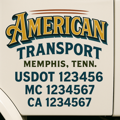 Custom Designed USDOT (DOT) Truck Door Lettering Decal Signs | Graphic Designed USDOT Lettering For Semi-Trucks, Work Trucks & Box Trucks | Add Your Trucking Name, USDOT, MC, CA, KYU, GVW & VIN (2-Pack)