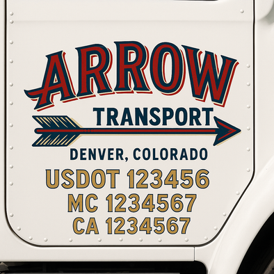 Custom Designed USDOT (DOT) Truck Door Lettering Decal Signs | Graphic Designed USDOT Lettering For Semi-Trucks, Work Trucks & Box Trucks | Add Your Trucking Name, USDOT, MC, CA, KYU, GVW & VIN (2-Pack)