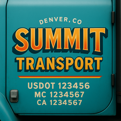 Custom Designed USDOT (DOT) Truck Door Lettering Decal Signs | Graphic Designed USDOT Lettering For Semi-Trucks, Work Trucks & Box Trucks | Add Your Trucking Name, USDOT, MC, CA, KYU, GVW & VIN (2-Pack)