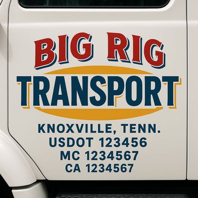 Custom Designed USDOT (DOT) Truck Door Lettering Decal Signs | Graphic Designed USDOT Lettering For Semi-Trucks, Work Trucks & Box Trucks | Add Your Trucking Name, USDOT, MC, CA, KYU, GVW & VIN (2-Pack)