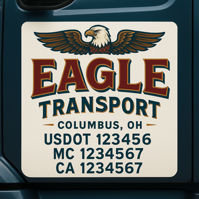 Custom Designed USDOT (DOT) Truck Door Lettering Decal Signs | Graphic Designed USDOT Lettering For Semi-Trucks, Work Trucks & Box Trucks | Add Your Trucking Name, USDOT, MC, CA, KYU, GVW & VIN (2-Pack)