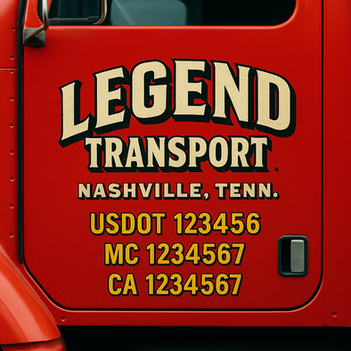 Custom Designed USDOT (DOT) Truck Door Lettering Decal Signs | Graphic Designed USDOT Lettering For Semi-Trucks, Work Trucks & Box Trucks | Add Your Trucking Name, USDOT, MC, CA, KYU, GVW & VIN (2-Pack)