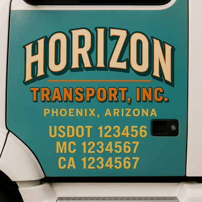 Custom Designed USDOT (DOT) Truck Door Lettering Decal Signs | Graphic Designed USDOT Lettering For Semi-Trucks, Work Trucks & Box Trucks | Add Your Trucking Name, USDOT, MC, CA, KYU, GVW & VIN (2-Pack)
