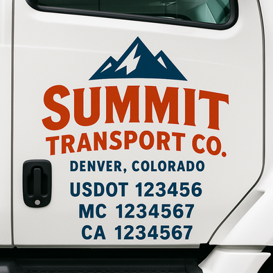 Custom Designed USDOT (DOT) Truck Door Lettering Decal Signs | Graphic Designed USDOT Lettering For Semi-Trucks, Work Trucks & Box Trucks | Add Your Trucking Name, USDOT, MC, CA, KYU, GVW & VIN (2-Pack)