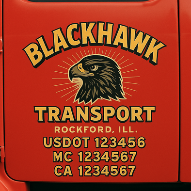 Custom Designed USDOT (DOT) Truck Door Lettering Decal Signs | Graphic Designed USDOT Lettering For Semi-Trucks, Work Trucks & Box Trucks | Add Your Trucking Name, USDOT, MC, CA, KYU, GVW & VIN (2-Pack)