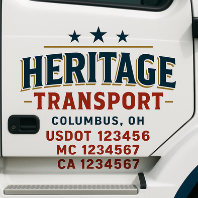 Custom Designed USDOT (DOT) Truck Door Lettering Decal Signs | Graphic Designed USDOT Lettering For Semi-Trucks, Work Trucks & Box Trucks | Add Your Trucking Name, USDOT, MC, CA, KYU, GVW & VIN (2-Pack)