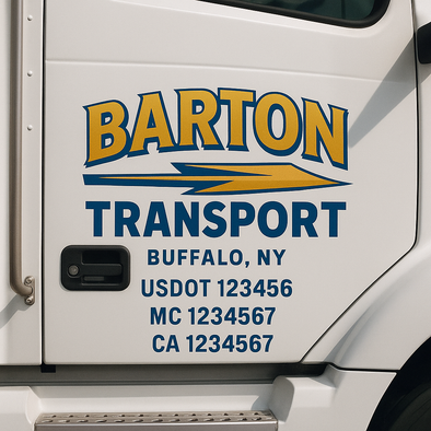 Custom Designed USDOT (DOT) Truck Door Lettering Decal Signs | Graphic Designed USDOT Lettering For Semi-Trucks, Work Trucks & Box Trucks | Add Your Trucking Name, USDOT, MC, CA, KYU, GVW & VIN (2-Pack)