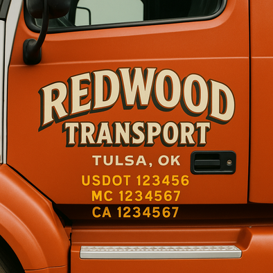 Custom Designed USDOT (DOT) Truck Door Lettering Decal Signs | Graphic Designed USDOT Lettering For Semi-Trucks, Work Trucks & Box Trucks | Add Your Trucking Name, USDOT, MC, CA, KYU, GVW & VIN (2-Pack)