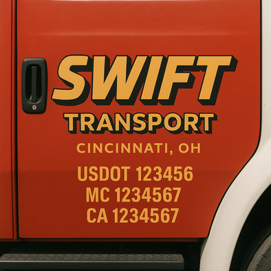 Custom Designed USDOT (DOT) Truck Door Lettering Decal Signs | Graphic Designed USDOT Lettering For Semi-Trucks, Work Trucks & Box Trucks | Add Your Trucking Name, USDOT, MC, CA, KYU, GVW & VIN (2-Pack)