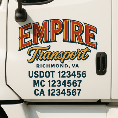 Custom Designed USDOT (DOT) Truck Door Lettering Decal Signs | Graphic Designed USDOT Lettering For Semi-Trucks, Work Trucks & Box Trucks | Add Your Trucking Name, USDOT, MC, CA, KYU, GVW & VIN (2-Pack)