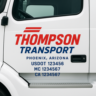 Custom Designed USDOT (DOT) Truck Door Lettering Decal Signs | Graphic Designed USDOT Lettering For Semi-Trucks, Work Trucks & Box Trucks | Add Your Trucking Name, USDOT, MC, CA, KYU, GVW & VIN (2-Pack)
