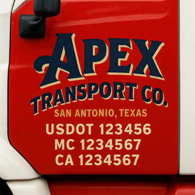 Custom Designed USDOT (DOT) Truck Door Lettering Decal Signs | Graphic Designed USDOT Lettering For Semi-Trucks, Work Trucks & Box Trucks | Add Your Trucking Name, USDOT, MC, CA, KYU, GVW & VIN (2-Pack)