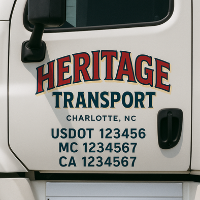 Custom Designed USDOT (DOT) Truck Door Lettering Decal Signs | Graphic Designed USDOT Lettering For Semi-Trucks, Work Trucks & Box Trucks | Add Your Trucking Name, USDOT, MC, CA, KYU, GVW & VIN (2-Pack)