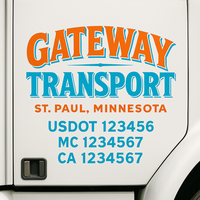 Custom Designed USDOT (DOT) Truck Door Lettering Decal Signs | Graphic Designed USDOT Lettering For Semi-Trucks, Work Trucks & Box Trucks | Add Your Trucking Name, USDOT, MC, CA, KYU, GVW & VIN (2-Pack)