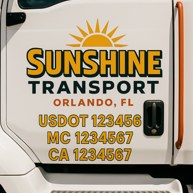 Custom Designed USDOT (DOT) Truck Door Lettering Decal Signs | Graphic Designed USDOT Lettering For Semi-Trucks, Work Trucks & Box Trucks | Add Your Trucking Name, USDOT, MC, CA, KYU, GVW & VIN (2-Pack)