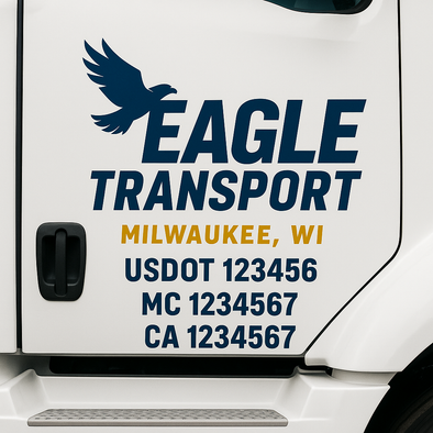 Custom Designed USDOT (DOT) Truck Door Lettering Decal Signs | Graphic Designed USDOT Lettering For Semi-Trucks, Work Trucks & Box Trucks | Add Your Trucking Name, USDOT, MC, CA, KYU, GVW & VIN (2-Pack)
