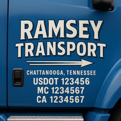 Custom Designed USDOT (DOT) Truck Door Lettering Decal Signs | Graphic Designed USDOT Lettering For Semi-Trucks, Work Trucks & Box Trucks | Add Your Trucking Name, USDOT, MC, CA, KYU, GVW & VIN (2-Pack)