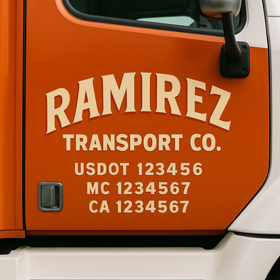 Custom Designed USDOT (DOT) Truck Door Lettering Decal Signs | Graphic Designed USDOT Lettering For Semi-Trucks, Work Trucks & Box Trucks | Add Your Trucking Name, USDOT, MC, CA, KYU, GVW & VIN (2-Pack)