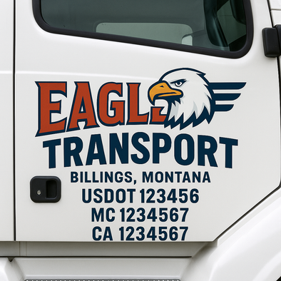Custom Designed USDOT (DOT) Truck Door Lettering Decal Signs | Graphic Designed USDOT Lettering For Semi-Trucks, Work Trucks & Box Trucks | Add Your Trucking Name, USDOT, MC, CA, KYU, GVW & VIN (2-Pack)