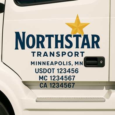 Custom Designed USDOT (DOT) Truck Door Lettering Decal Signs | Graphic Designed USDOT Lettering For Semi-Trucks, Work Trucks & Box Trucks | Add Your Trucking Name, USDOT, MC, CA, KYU, GVW & VIN (2-Pack)