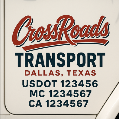 Custom Designed USDOT (DOT) Truck Door Lettering Decal Signs | Graphic Designed USDOT Lettering For Semi-Trucks, Work Trucks & Box Trucks | Add Your Trucking Name, USDOT, MC, CA, KYU, GVW & VIN (2-Pack)