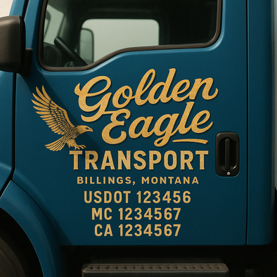 Custom Designed USDOT (DOT) Truck Door Lettering Decal Signs | Graphic Designed USDOT Lettering For Semi-Trucks, Work Trucks & Box Trucks | Add Your Trucking Name, USDOT, MC, CA, KYU, GVW & VIN (2-Pack)