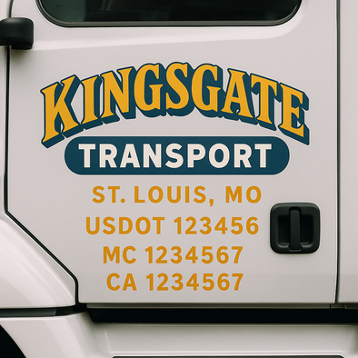 Custom Designed USDOT (DOT) Truck Door Lettering Decal Signs | Graphic Designed USDOT Lettering For Semi-Trucks, Work Trucks & Box Trucks | Add Your Trucking Name, USDOT, MC, CA, KYU, GVW & VIN (2-Pack)