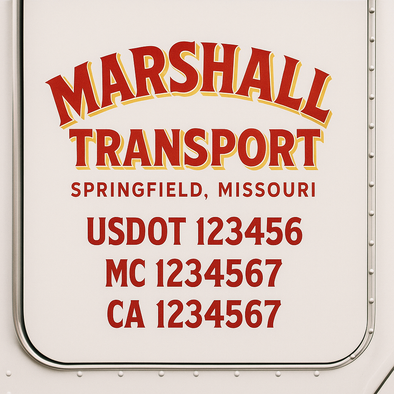 Custom Designed USDOT (DOT) Truck Door Lettering Decal Signs | Graphic Designed USDOT Lettering For Semi-Trucks, Work Trucks & Box Trucks | Add Your Trucking Name, USDOT, MC, CA, KYU, GVW & VIN (2-Pack)