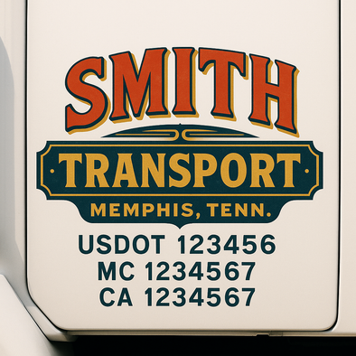 Custom Designed USDOT (DOT) Truck Door Lettering Decal Signs | Graphic Designed USDOT Lettering For Semi-Trucks, Work Trucks & Box Trucks | Add Your Trucking Name, USDOT, MC, CA, KYU, GVW & VIN (2-Pack)